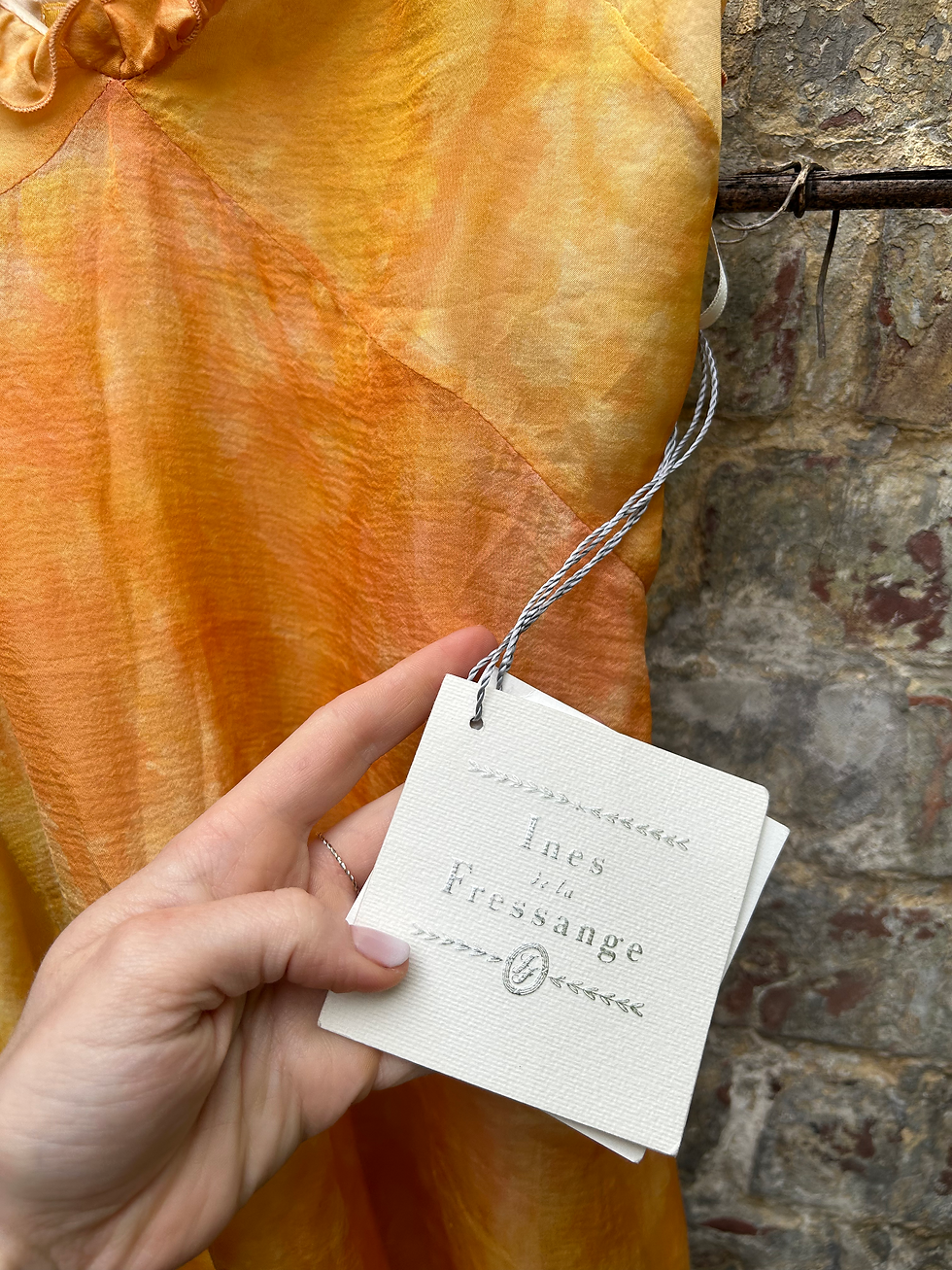 Miniature : Inès de la Fressange orange sunset muslin silk straps dress