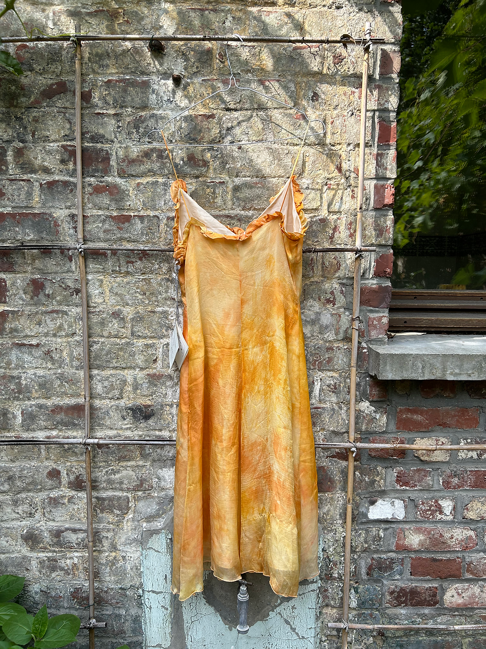 Miniature : Inès de la Fressange orange sunset muslin silk straps dress