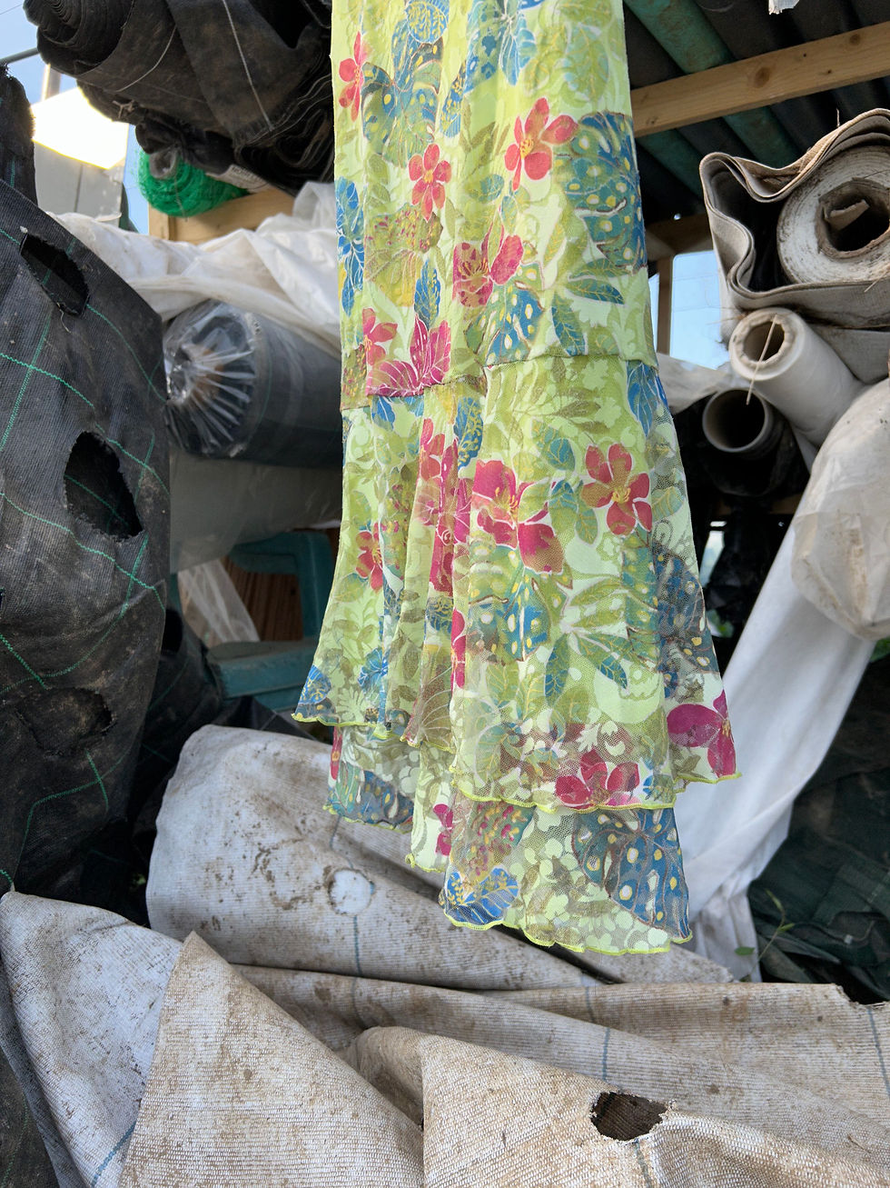 Miniature : Bright green mesh dress with flowers print