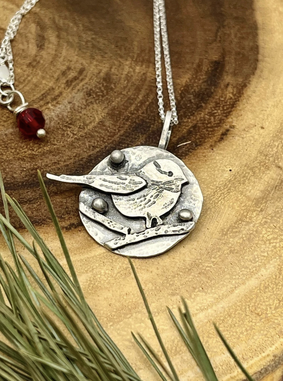 chickadee berry necklace
