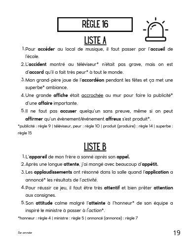 Miniature : Ensemble des scénarios orthographiques - 5e année