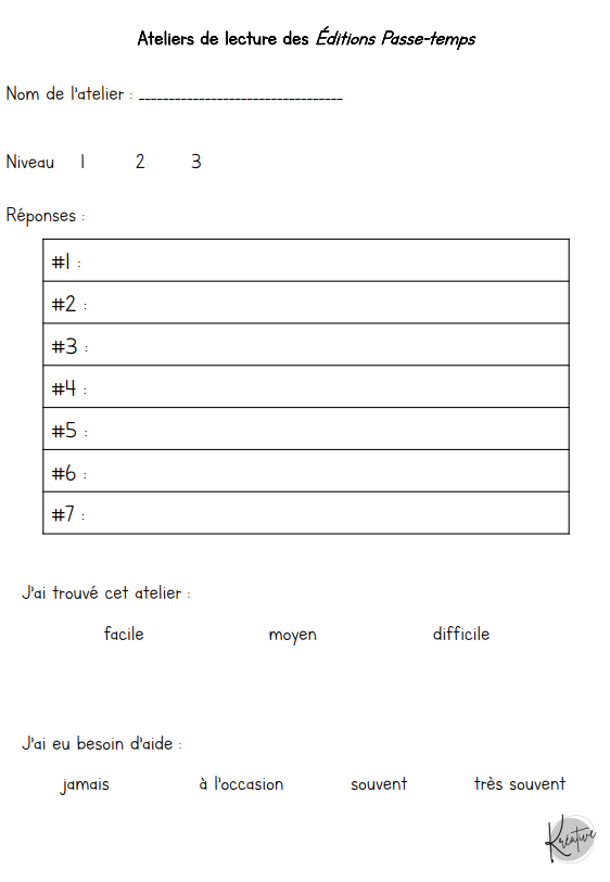 Ateliers de lecture des Éditions Passe-temps