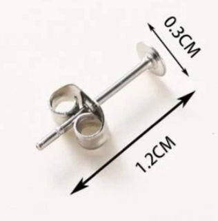 Thumbnail: 10 Silver Coloured Earring Posts with backs