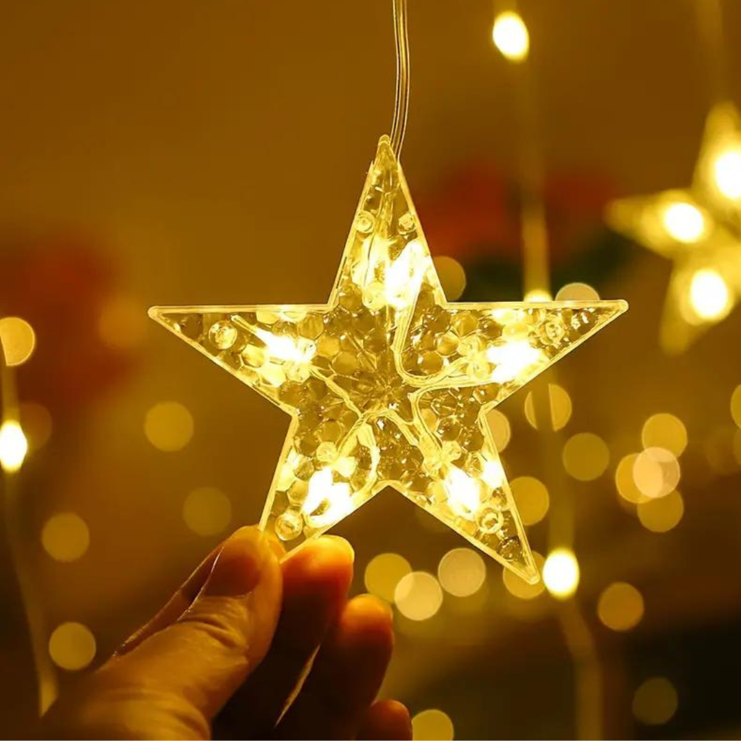 Cortina de estrellas navideñas