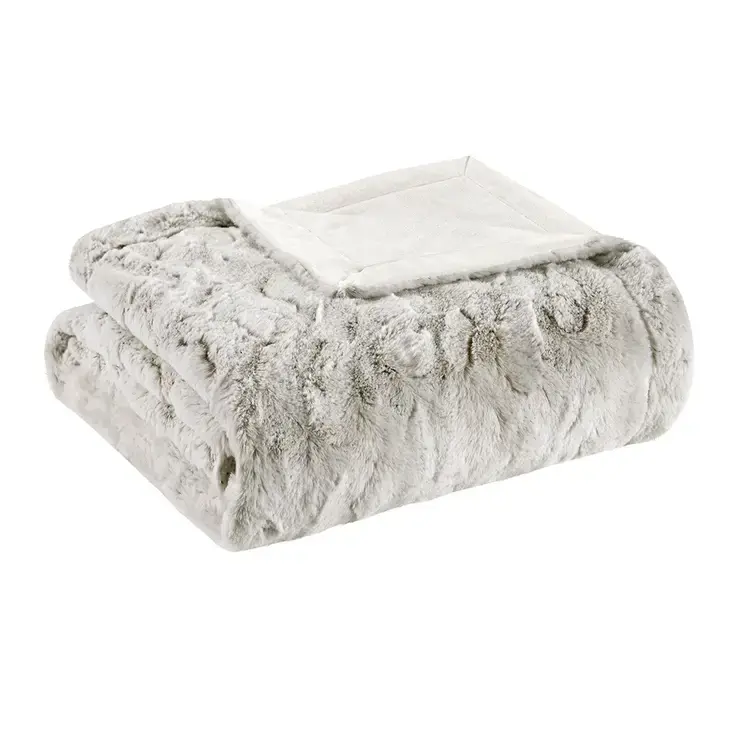 Oversized Faux Fur Throw Blanket, Snow Leopard