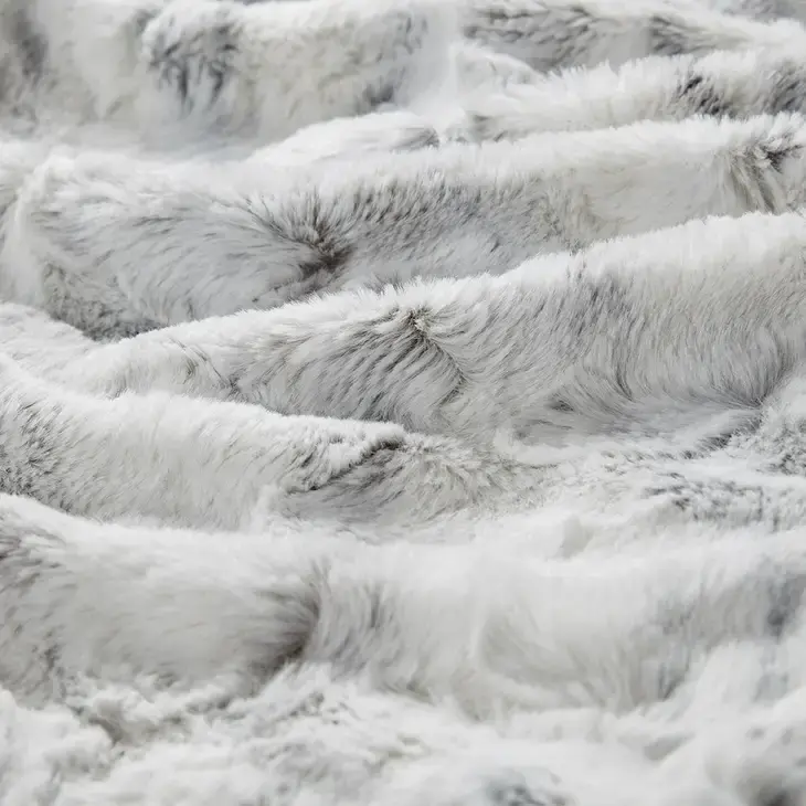 Faux Fur Oversized Marble Throw Blanket, Grey