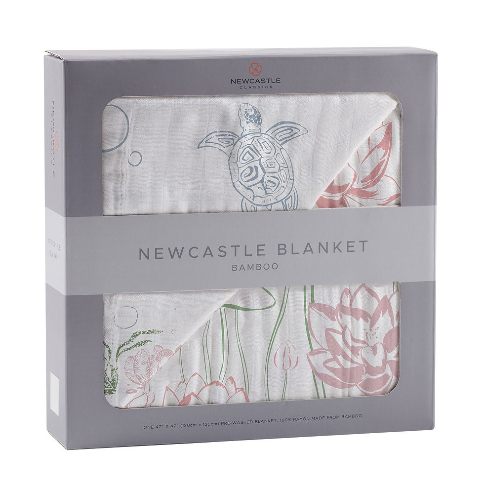 Thumbnail: Noelle Turtles and Water Lily Bamboo Muslin Blanket