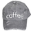 Thumbnail: Flat-lay of a distressed charcoal gray baseball hat with white “coffee” embroidery on the front and worn-in detailing