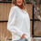 Thumbnail: Allison Eyelet Embroidered Smocked Cuff Sheer Blouse