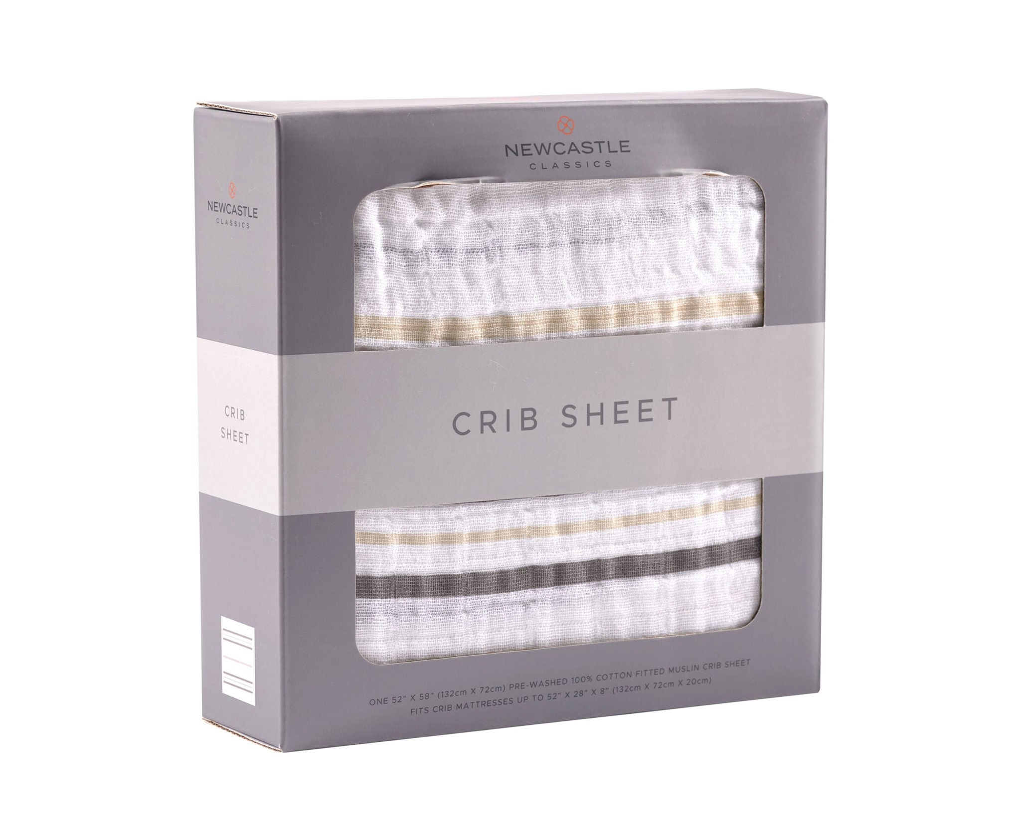 Grey Stripe Cotton Muslin Crib Sheet