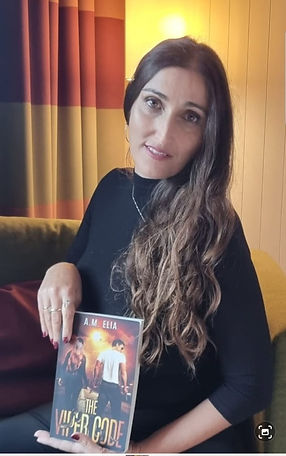 A.M Elia with here first book, The Viper Code