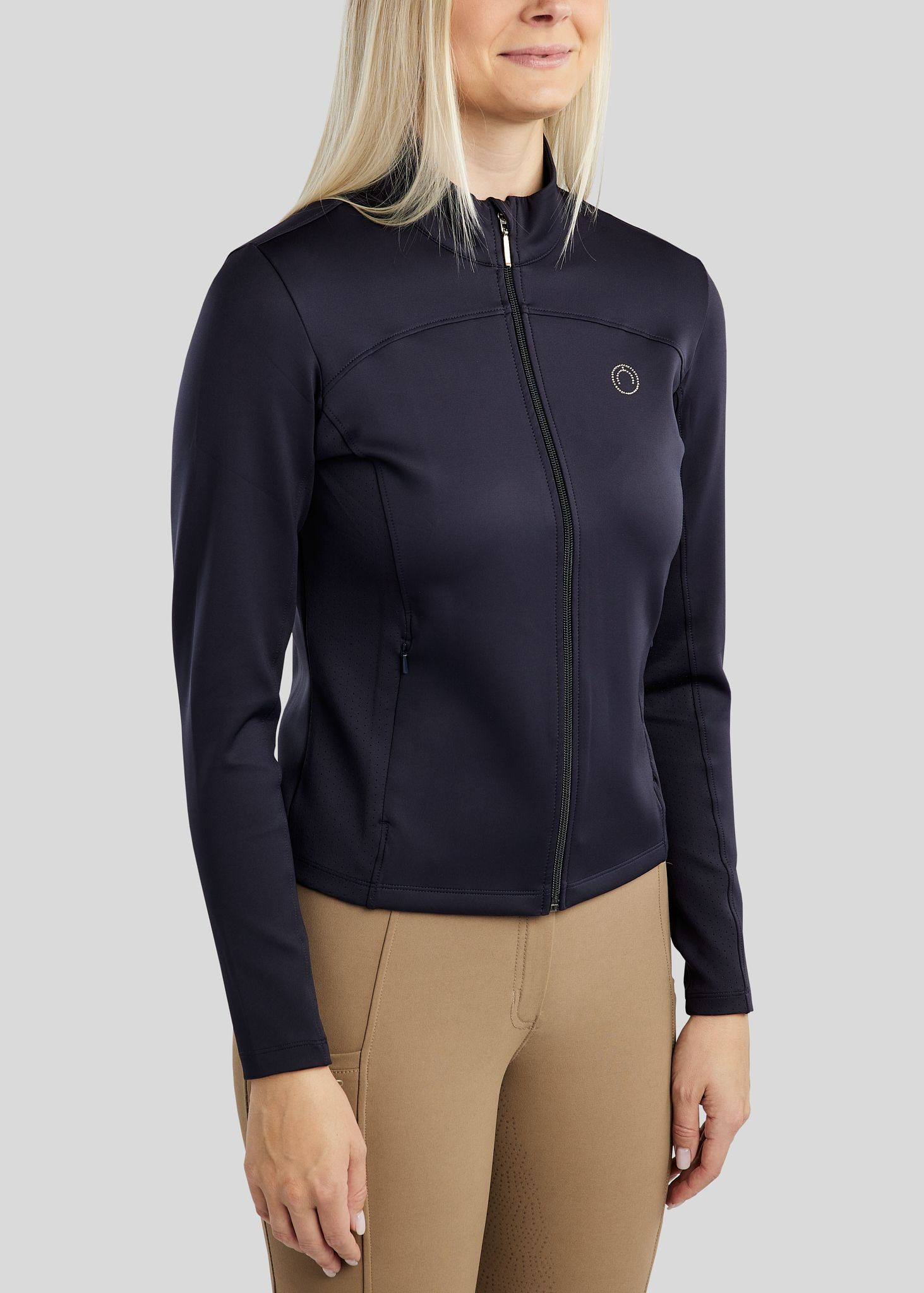 MoDahne Jacket w. Lasercut and Campagne Crystal Logo - Navy