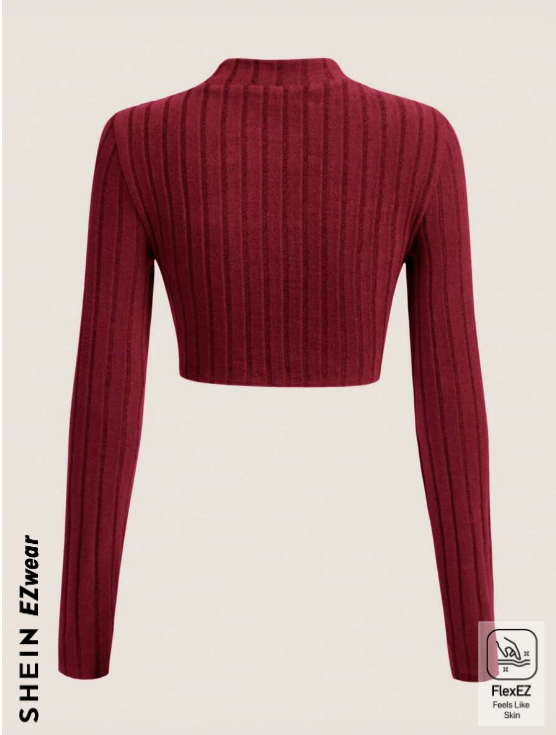 Miniatura: Camiseta crop con abertura delantera de cuello alto