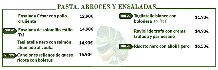 CARTA OCCHIALI RESTAURANTE