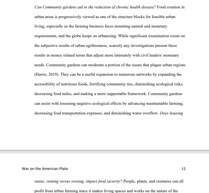 War on the American Plate: Writing Sample