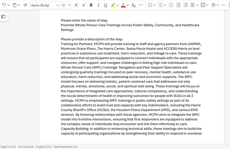 Grant writing sample