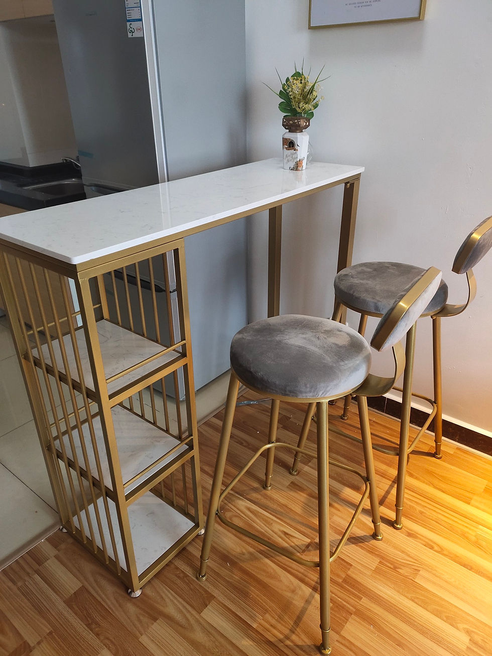 Thumbnail: BIGI 北歐人造大理石家用吧台桌椅 #2 不同顏色選擇  Artificial stone countertop bar table and chair