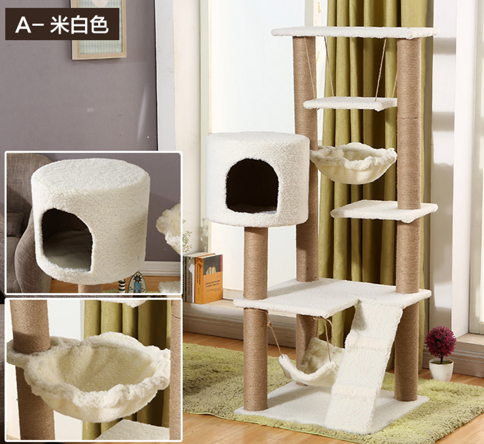 Thumbnail: BIGI 木貓咪窩樹貓爬架 1.45M 款式 #FF7 包送貨  wood Cat Tree/Cat house 免費順豐直送