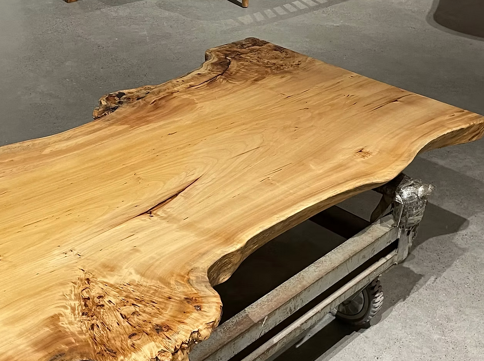 Thumbnail: BiGi 4-5cm 法國白楊木原木拼天然邊餐枱 不同尺寸訂造 France poplar burl table in different sizes