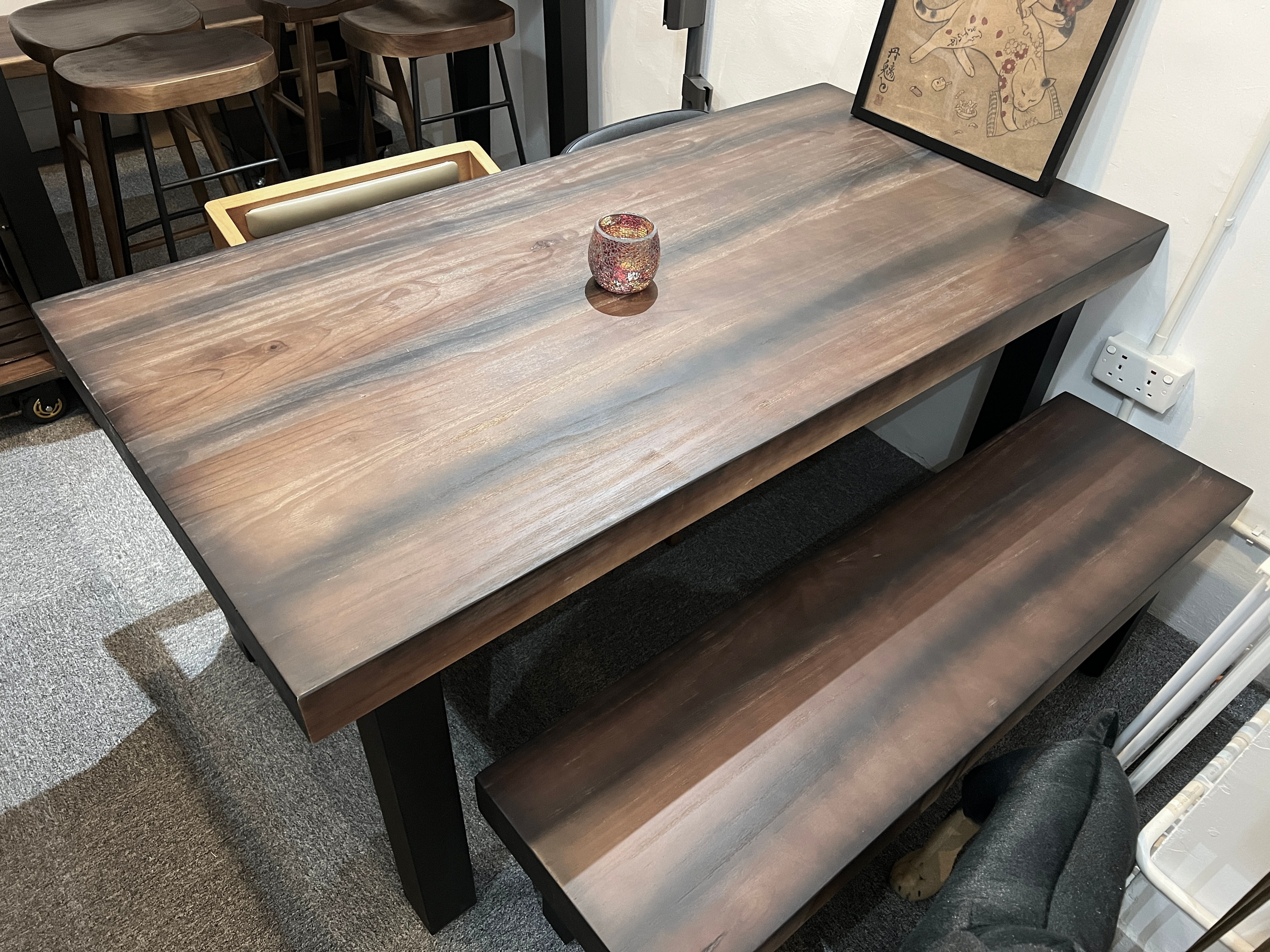 BiGi - 新西蘭實木餐桌 7.5x160x80cm 套裝 (1 table + 1 bench + 2 chairs)