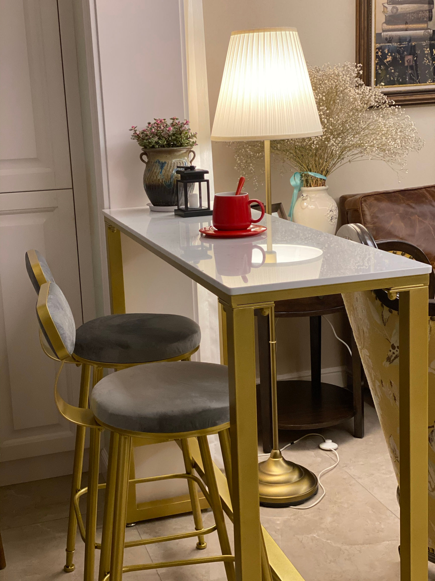 BIGI 北歐人造大理石家用吧台桌椅 不同顏色選擇  Artificial stone countertop bar table and chair