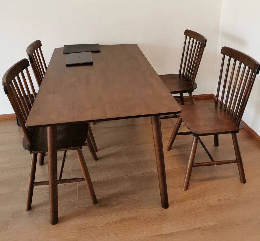 縮圖：BiGi - 泰國橡膠木實木餐桌 套裝 (1 table+4 chairs) Solid wood Dinning table SET TSR-001