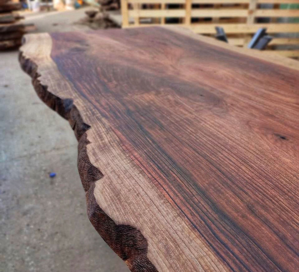 Thumbnail: #1 BiGi black walnut live edge table with metal leg *Made in Europe