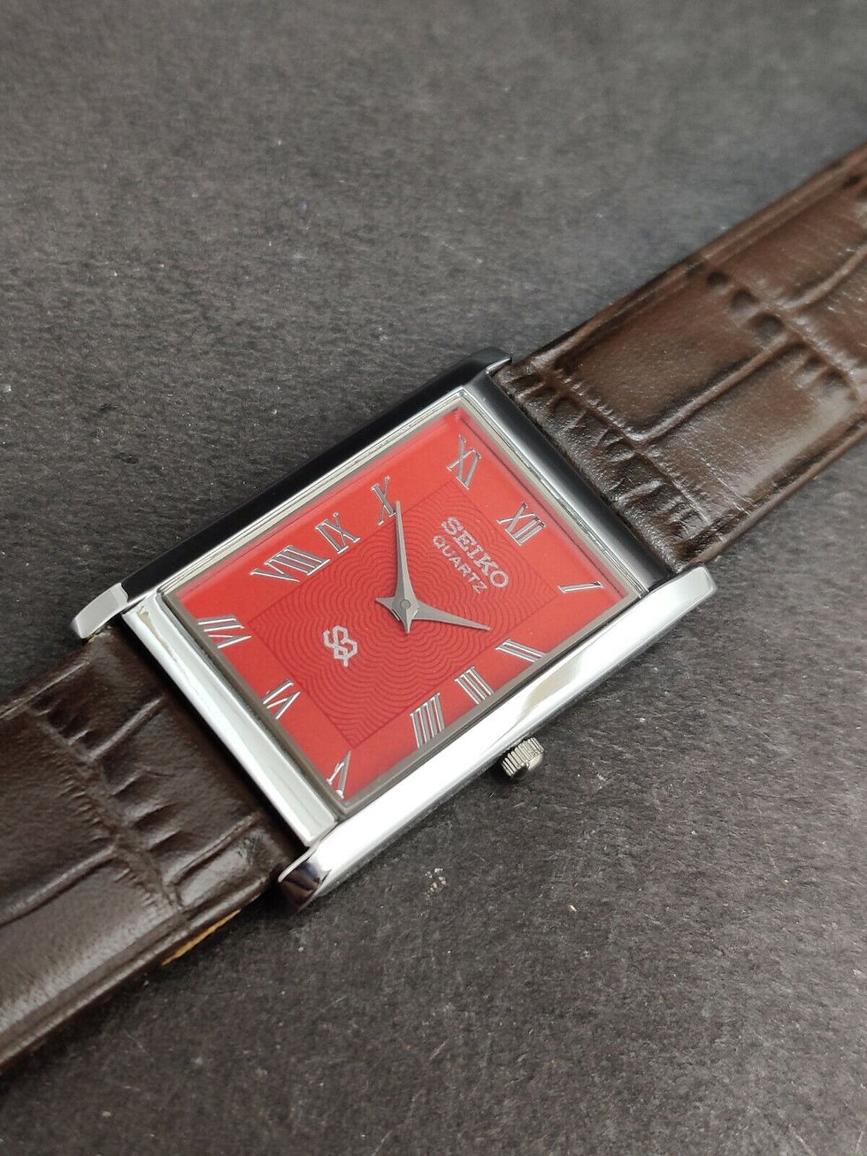 Thumbnail: Seiko Slim Quartz New Battery Roman Numerals Japanese Man Wrist Watch B83