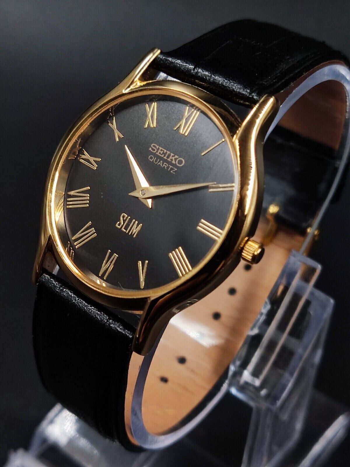 Seiko Slim Quartz New Battery Roman Numerals Japanese Man Wrist Watch C22