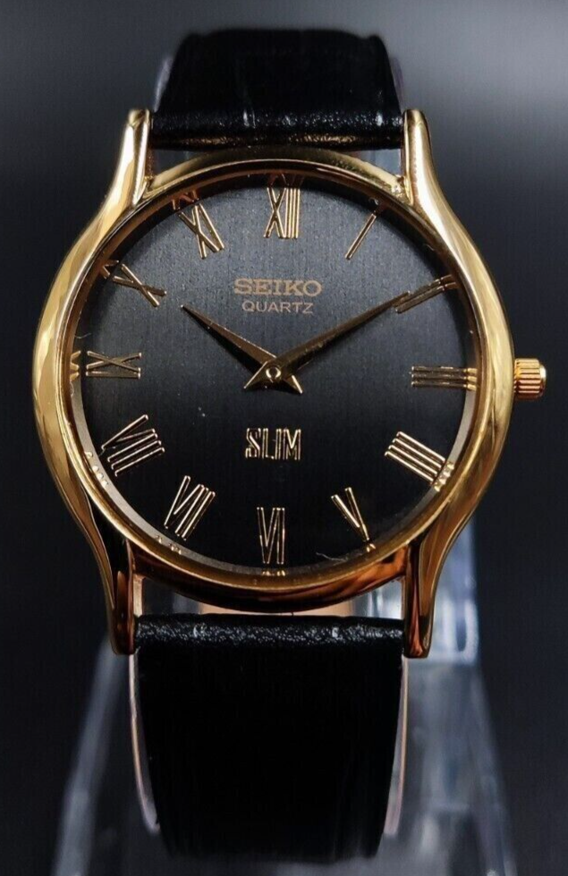 Thumbnail: Seiko Slim Quartz New Battery Roman Numerals Japanese Man Wrist Watch C22