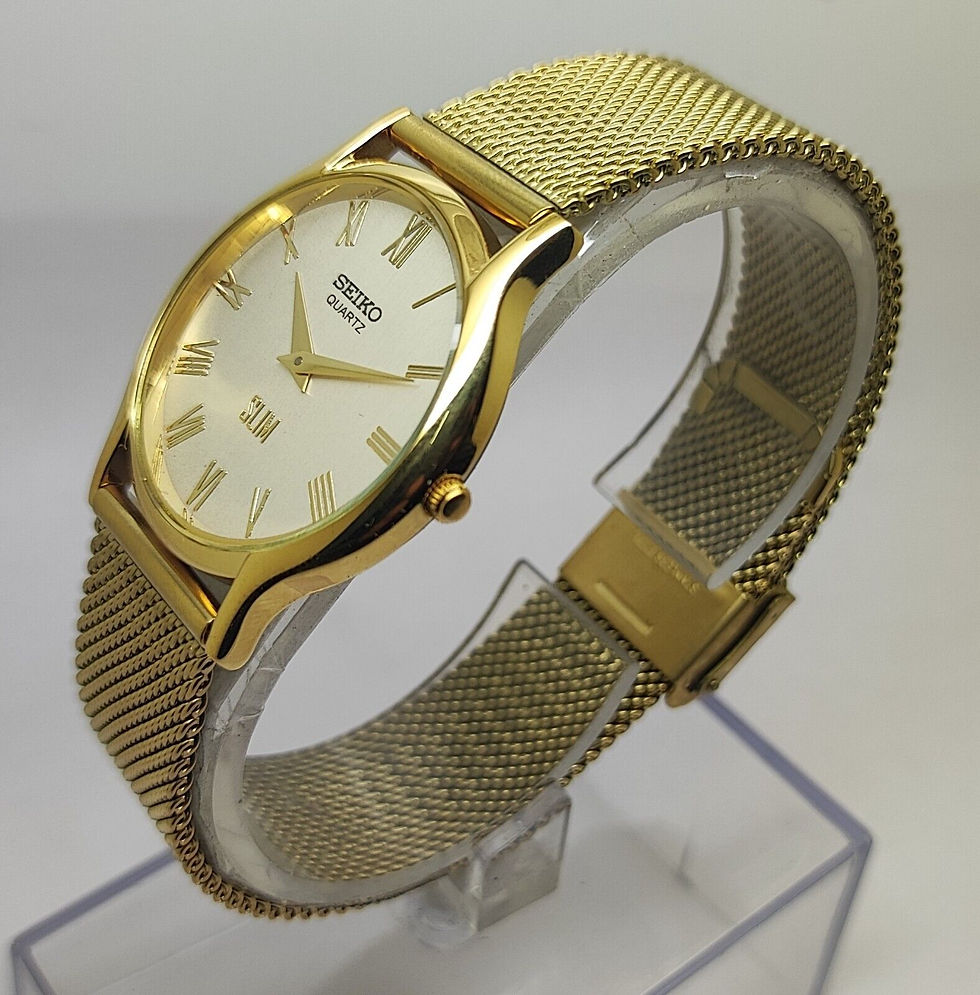 Thumbnail: Seiko Slim Quartz New Battery Roman Numerals Japanese Men Wrist Watch B93