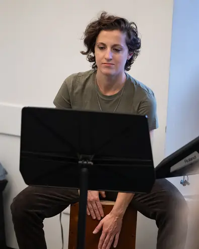 Red Giant, a new actor-musician rock musical: Photo from Industry Presentation 1/19/2026. Cathryn Wake, Lili Thomas, Skyler Volpe, Chanel Karimkhani, Ellie Fishman, Elena Bonomo