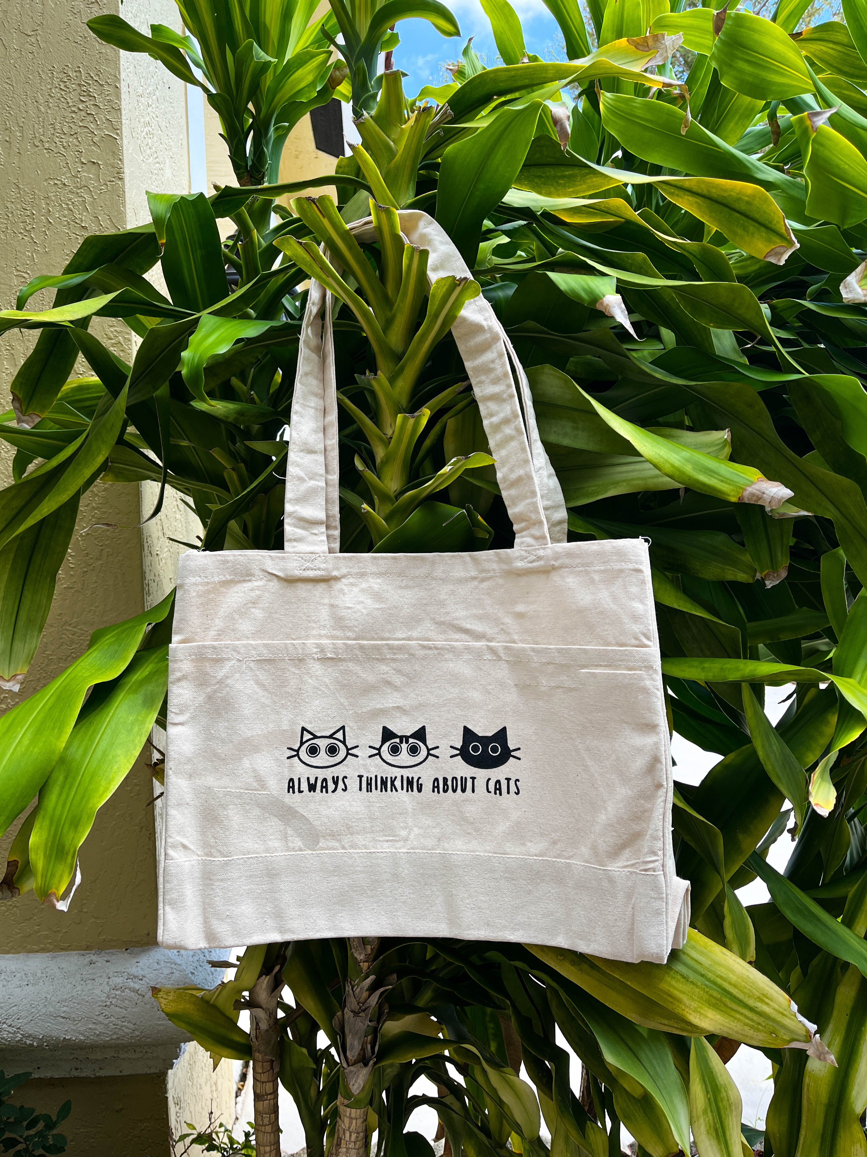 Thinking About Cats Canvas Tote Bag