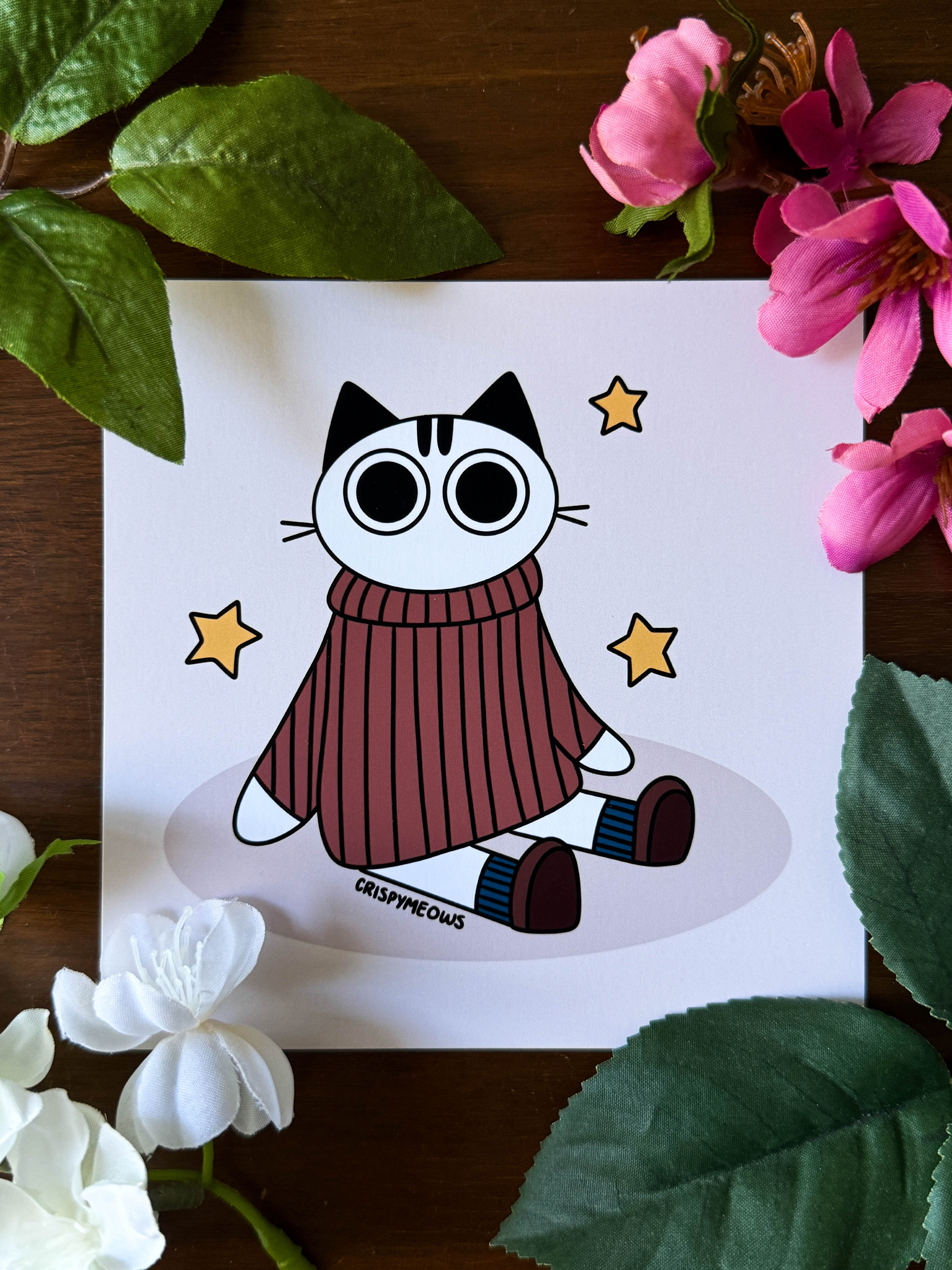 Cozy Sweater Cat, 5x5 Print