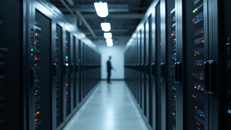 Eye-level view of a server room with organized cloud hosting equipment