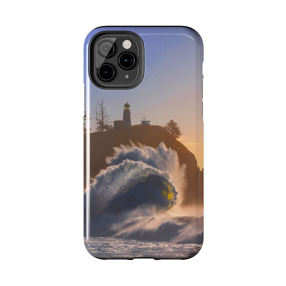 Thumbnail: Oregon Coast Lighthouse Phone Case — Sunrise Waves King Tide
