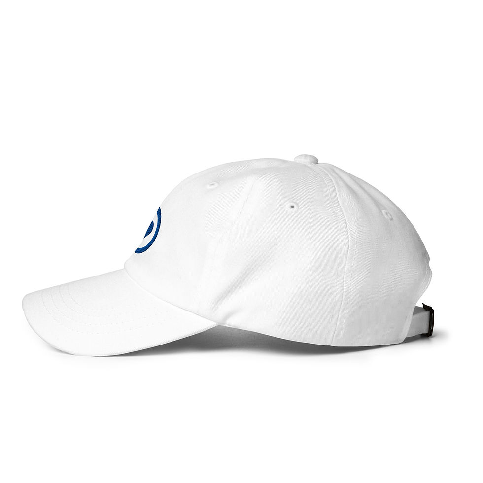 Thumbnail: White Baseball Cap with Blue Logo