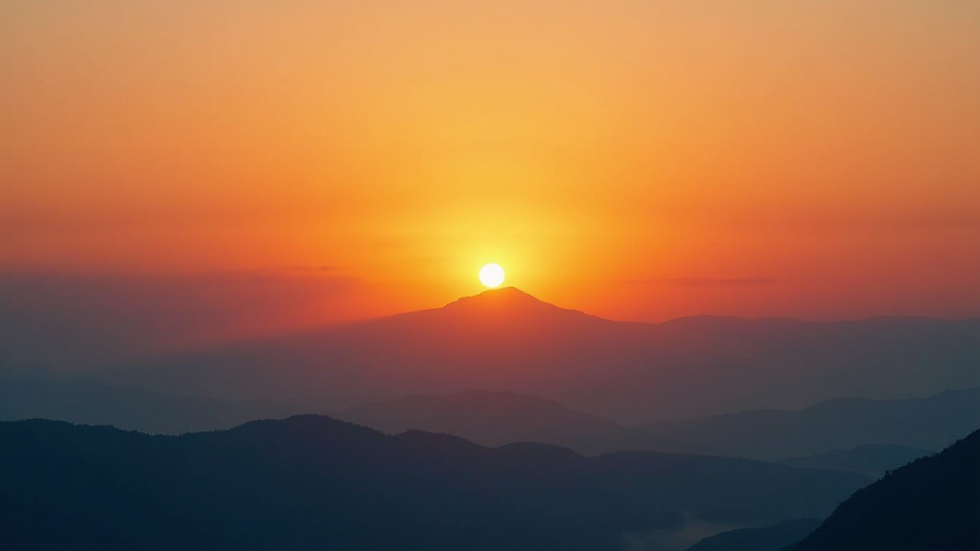 Close-up view of a sunrise over a mountain symbolizing new beginnings