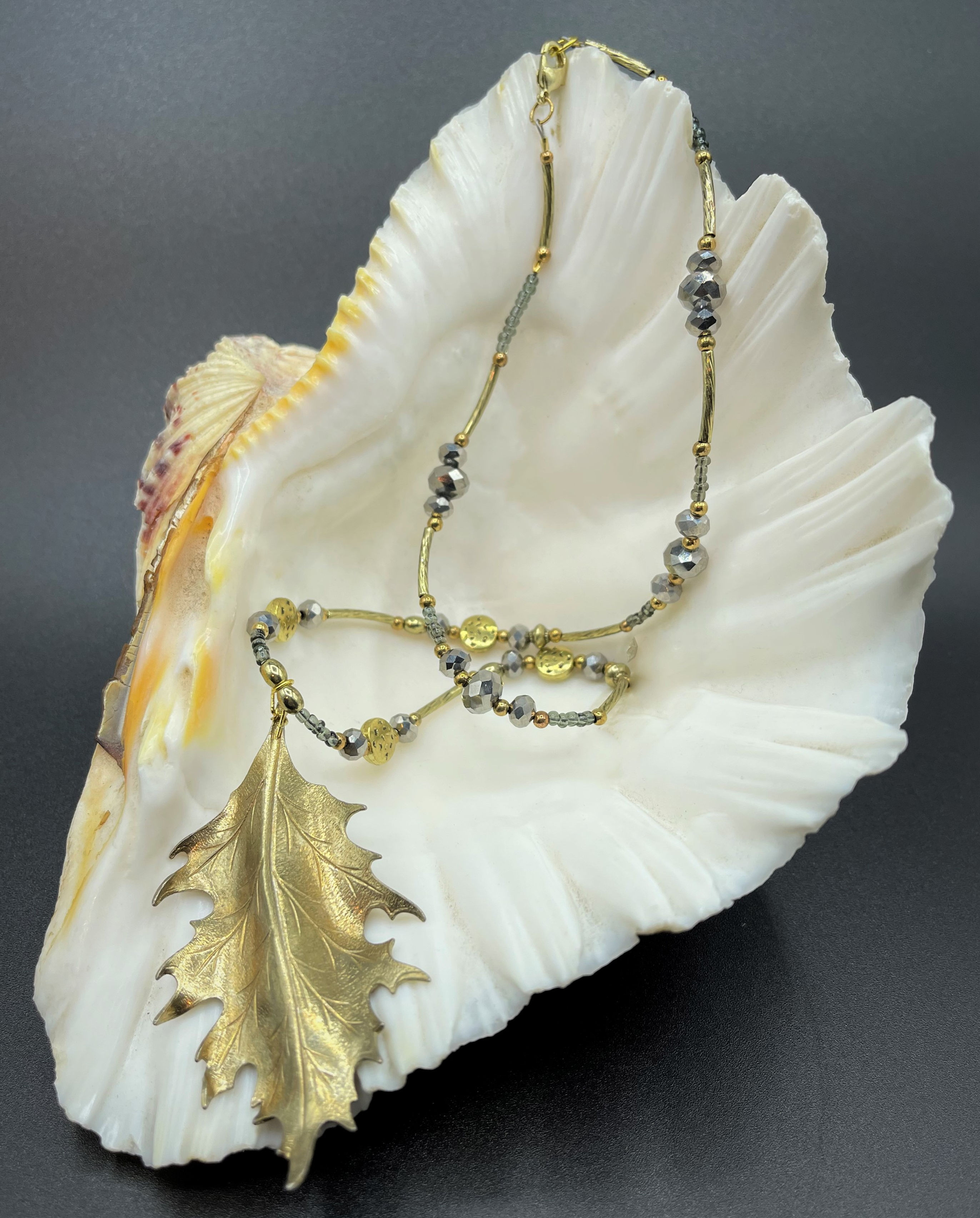 Antique Gold Leaf pendant