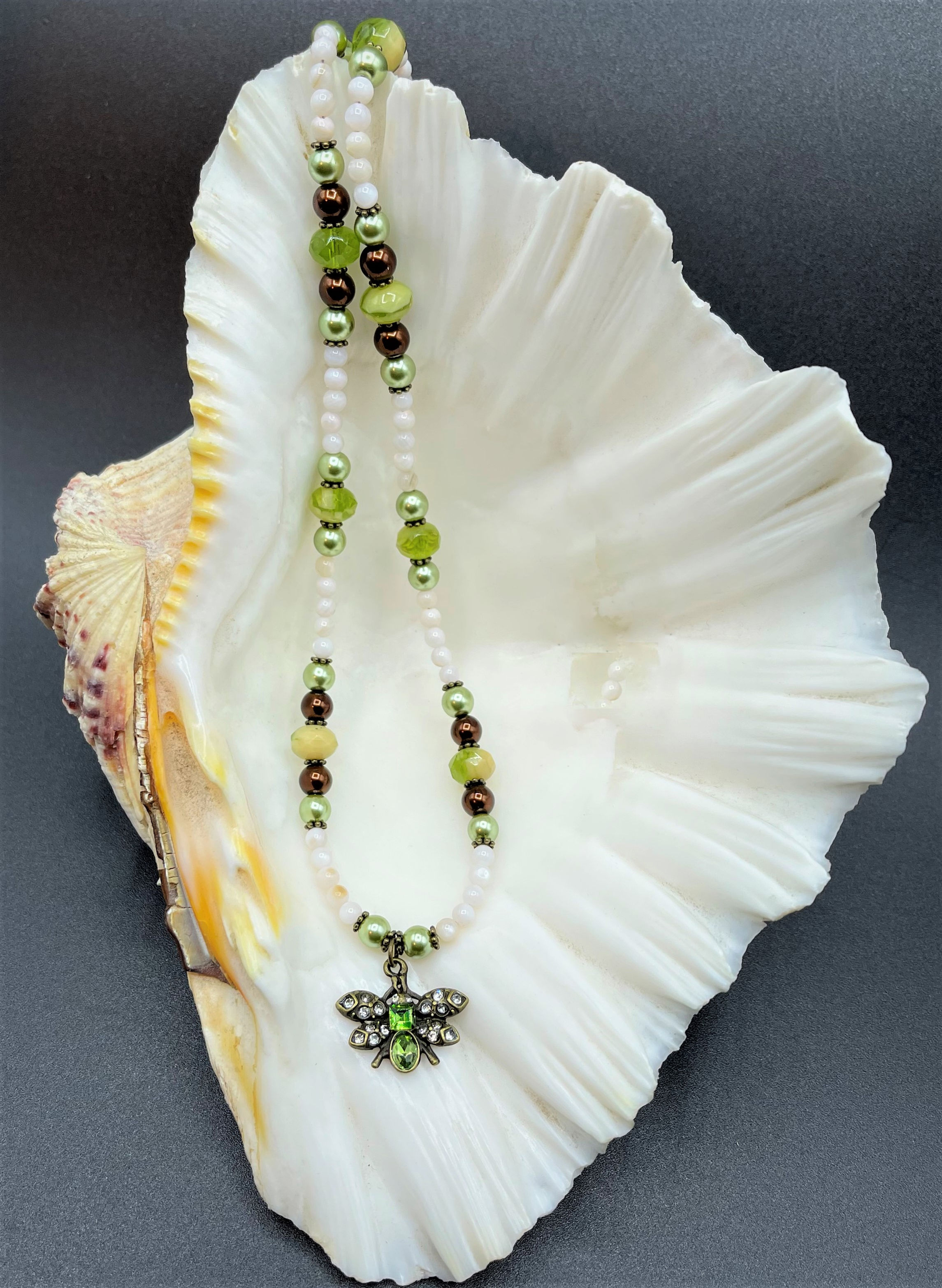 Green Crystal Bee pendant