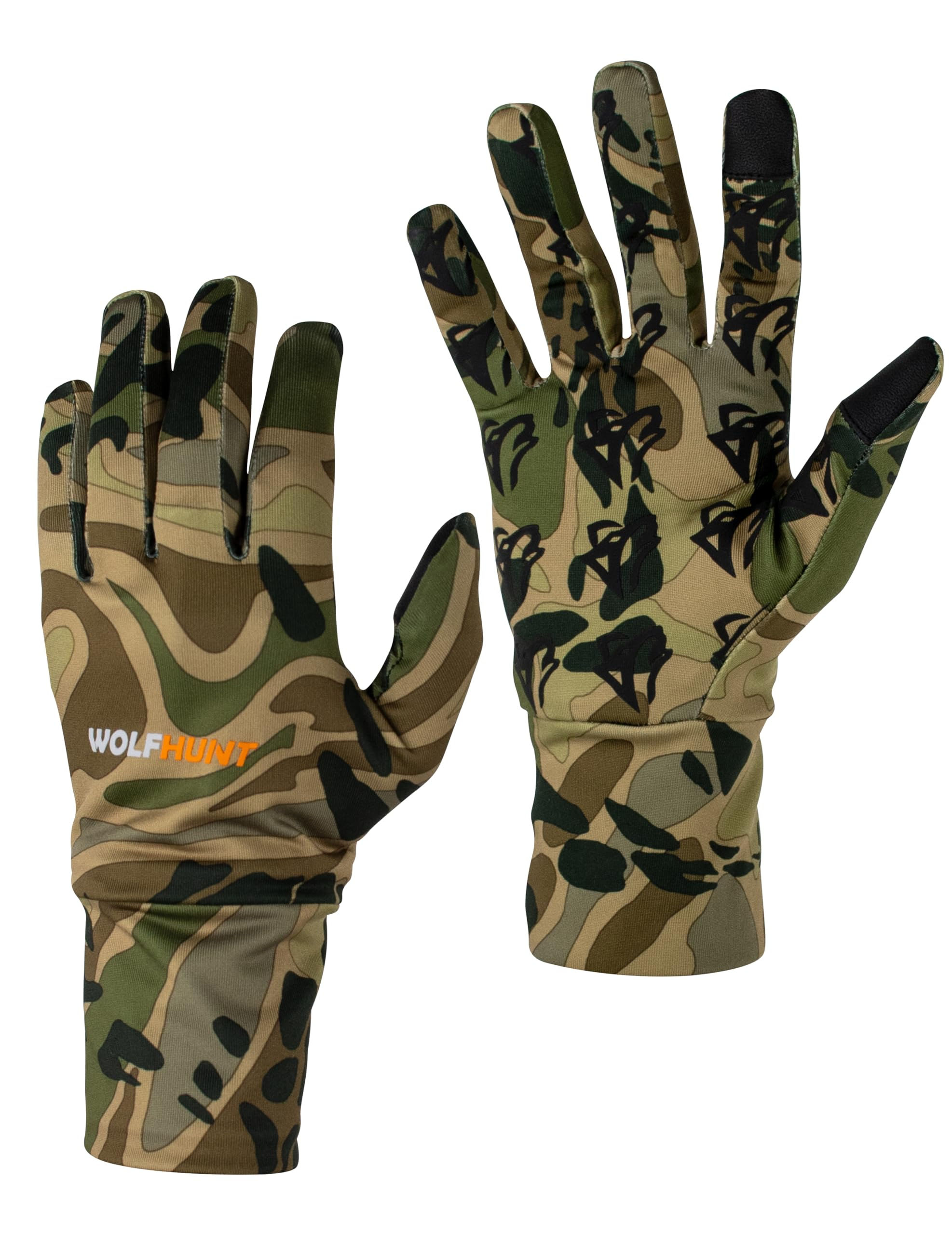 WOLFHUNT Lightweight Camouflage Hunting Gloves Men/Women Anti-Slip Camo Archery