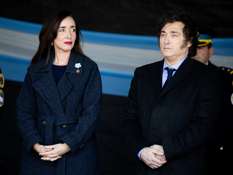 Victoria Villarruel (left) and Javier Milei (right)