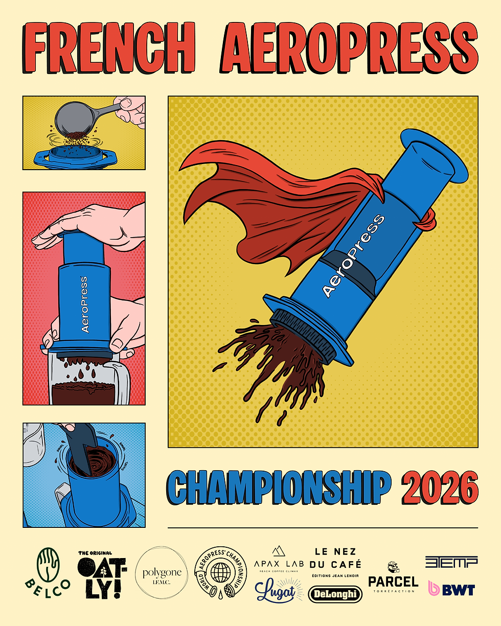 Affiche des championnats de France Aeropress 2026, par Polygone I.F.M.C. (tous droits réservés)