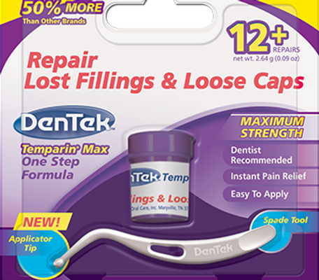 Temporary filling material is available in most grocery and drug stores in the dental aisle.