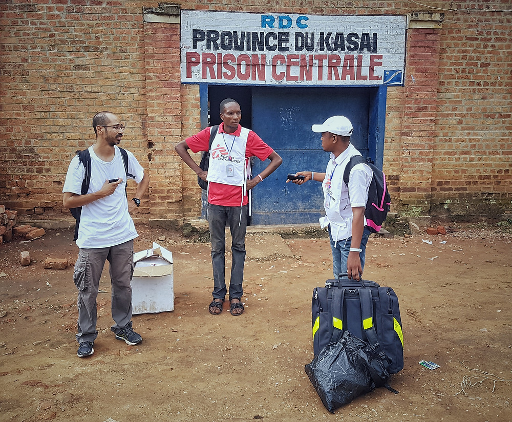 In front of the prison