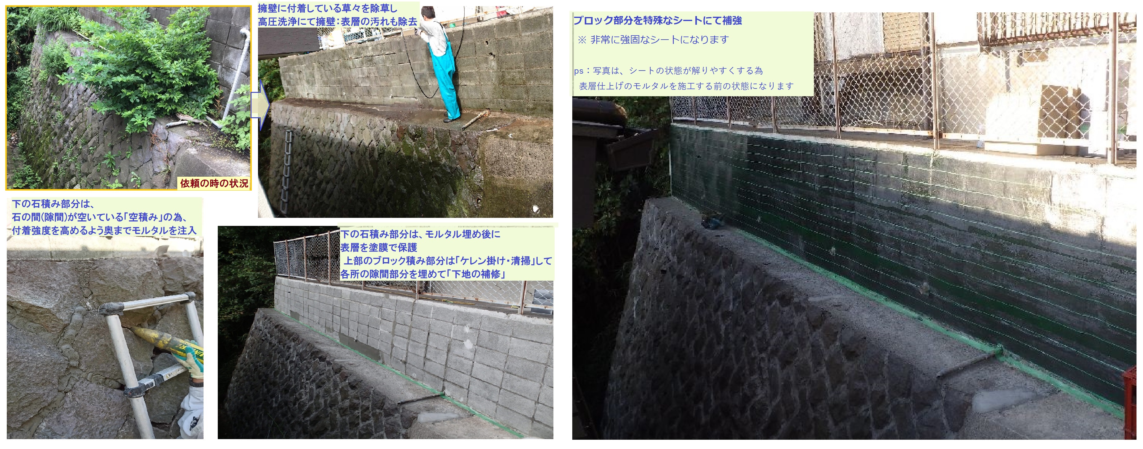 ブロック補強・石積みの修繕の施工例