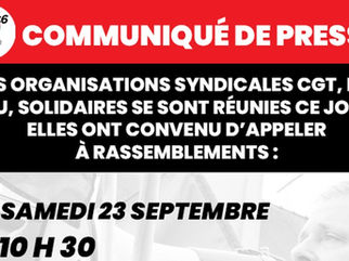 🔴Communiqué de presse : rassemblement, samedi 23 septembre à 10 h 30 Vannes et Lorient