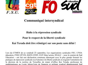 Communiqué intersyndical