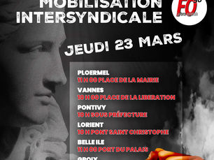 📣22 et 23 mars : MOBILISATIONS ET BLOCAGES DANS LE MORBIHAN AVEC FO56🔥✊