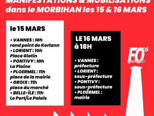 ATTENTION : 15 MARS A LORIENT - place GLOTIN à 10H! Mobilisation réforme des retraites